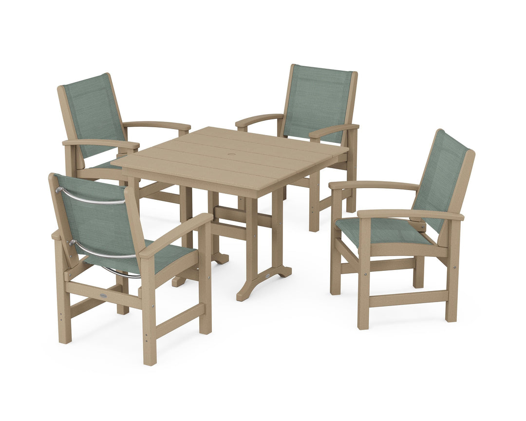 POLYWOOD® Coastal 5-Piece Farmhouse Dining Set