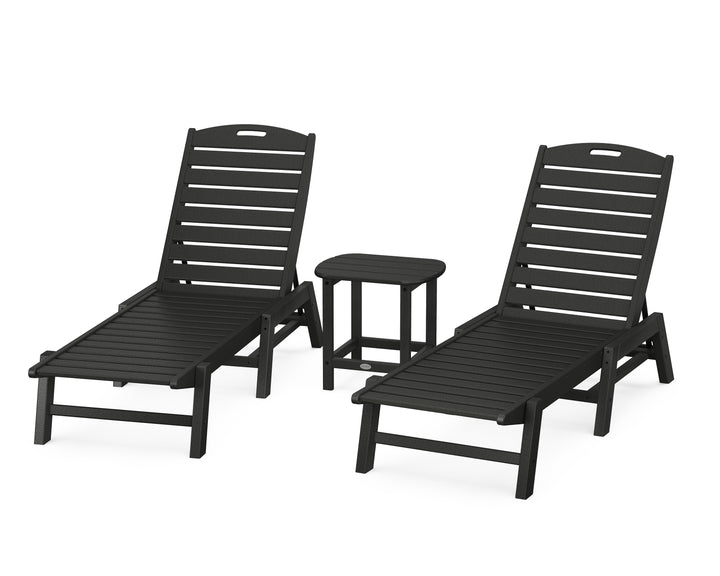 POLYWOOD® Nautical 3-Piece Chaise Lounge Set with South Beach 18" Side Table