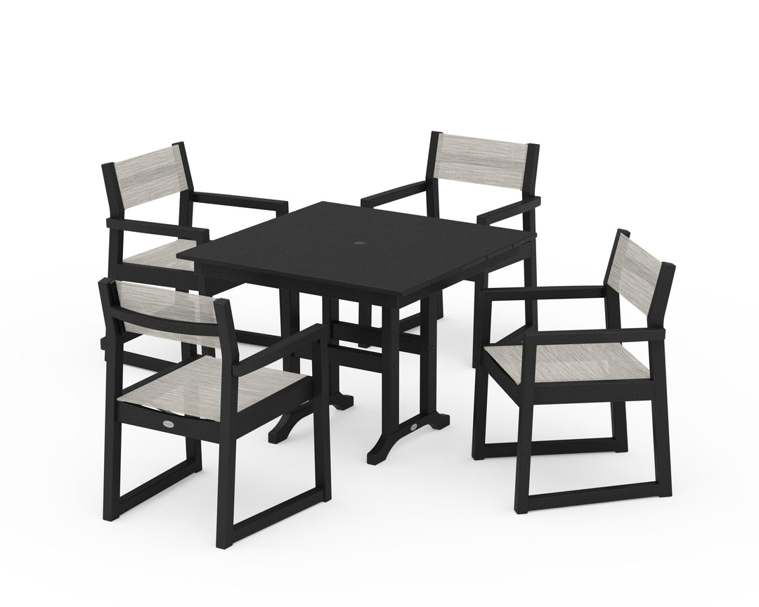 POLYWOOD® EDGE Sling Arm Chair 5-Piece Farmhouse Dining Set