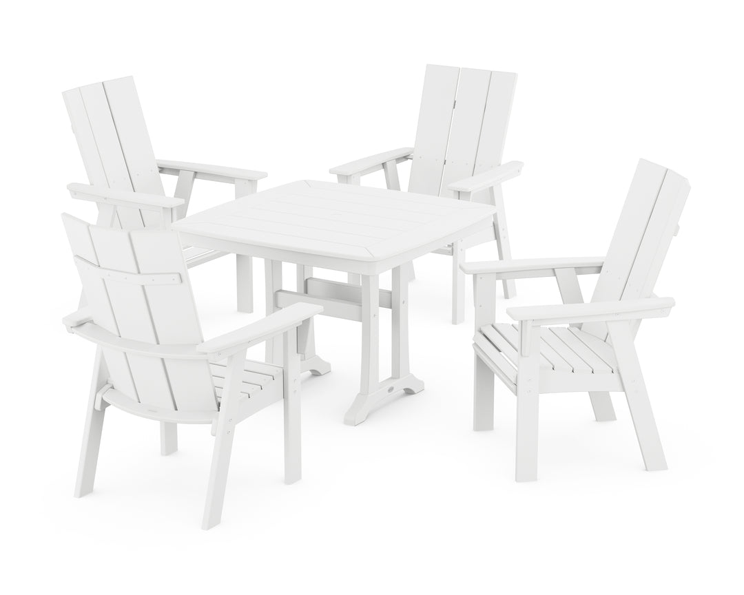 POLYWOOD® Modern Adirondack 5-Piece Dining Set with Trestle Legs