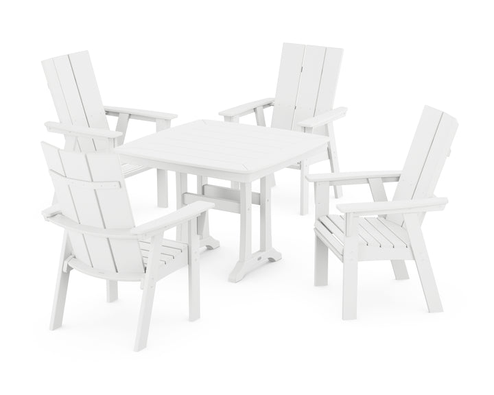 POLYWOOD® Modern Adirondack 5-Piece Dining Set with Trestle Legs