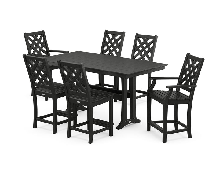Country Living Wovendale 7-Piece Farmhouse Counter Set with Trestle Legs