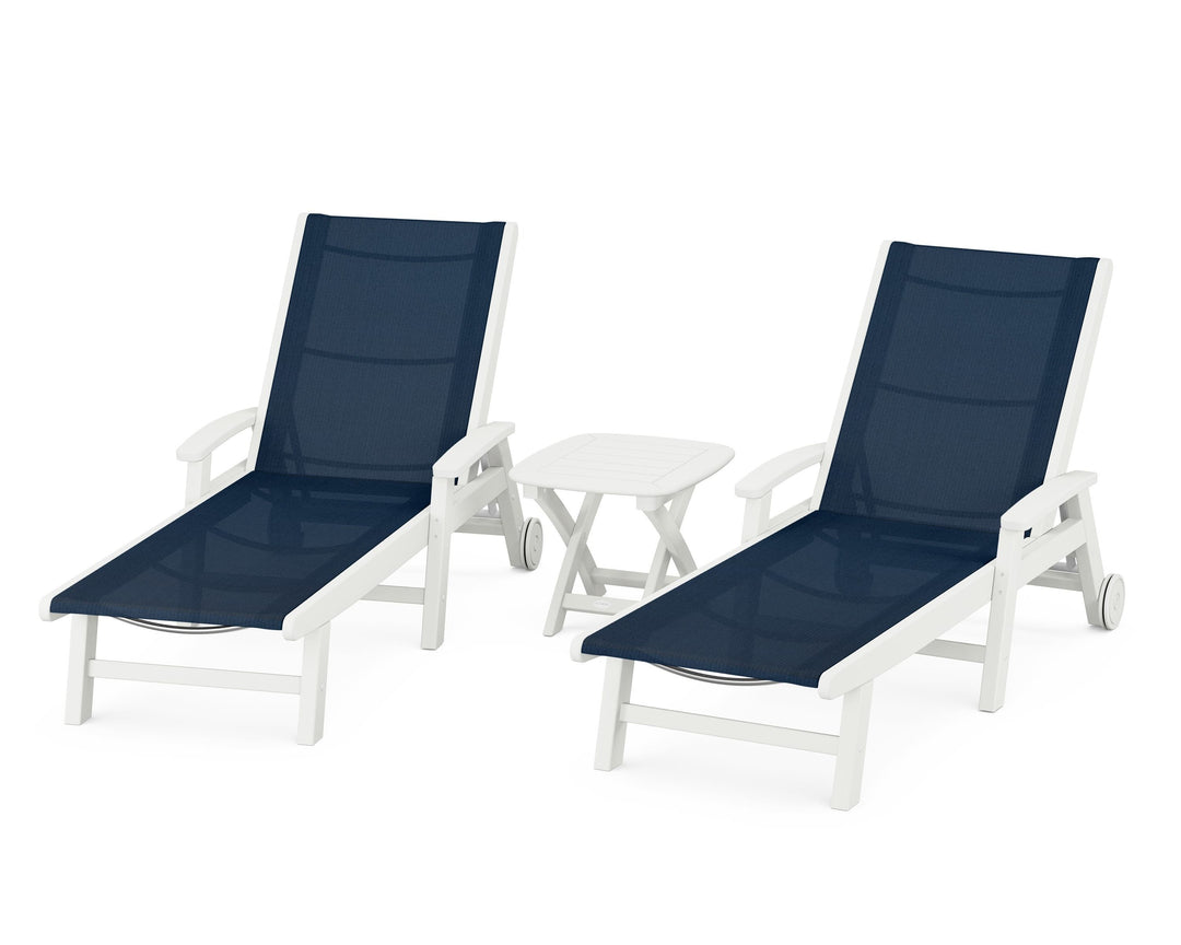 POLYWOOD® Coastal 3-Piece Wheeled Chaise Set