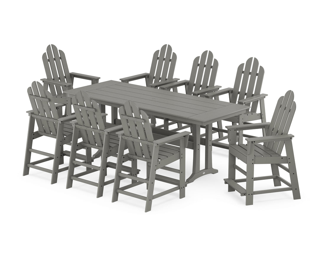 POLYWOOD® Long Island 9-Piece Farmhouse Counter Set with Trestle Legs