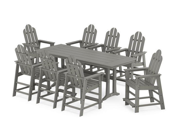 POLYWOOD® Long Island 9-Piece Farmhouse Counter Set with Trestle Legs