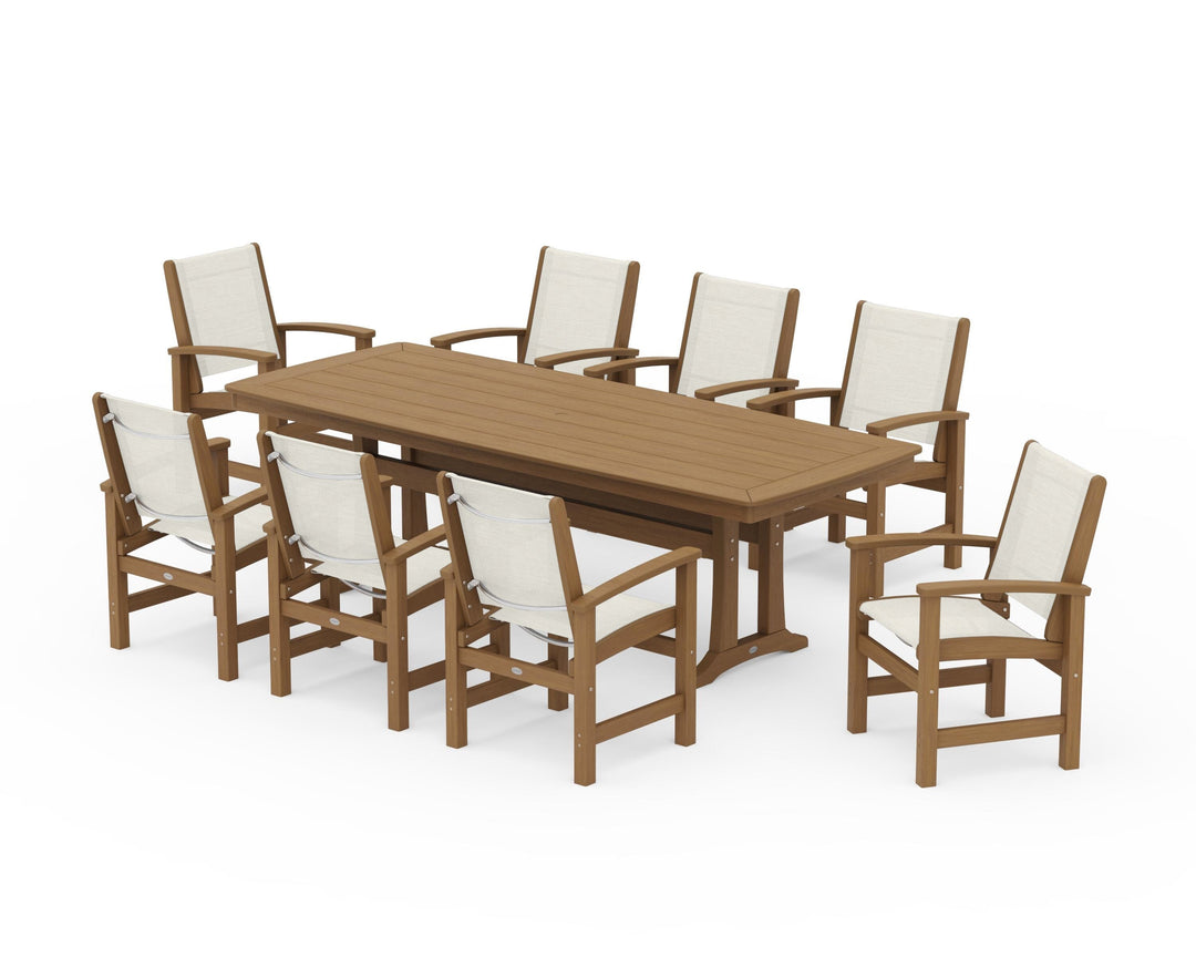 POLYWOOD® Coastal 9-Piece Dining Set with Trestle Legs