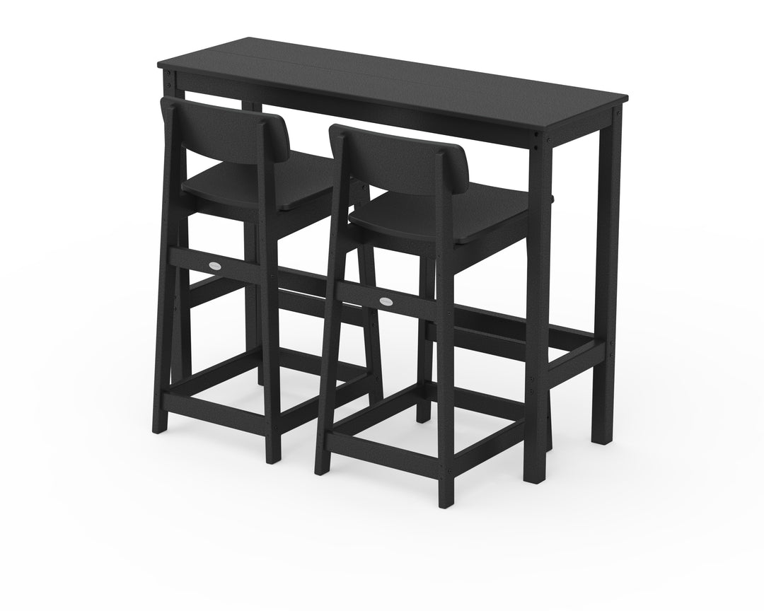 POLYWOOD® Modern Studio Urban Lowback Bar Chair 3-Piece Balcony Set