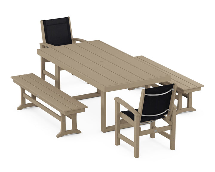 POLYWOOD® Coastal 5-Piece Dining Set with Trestle Legs