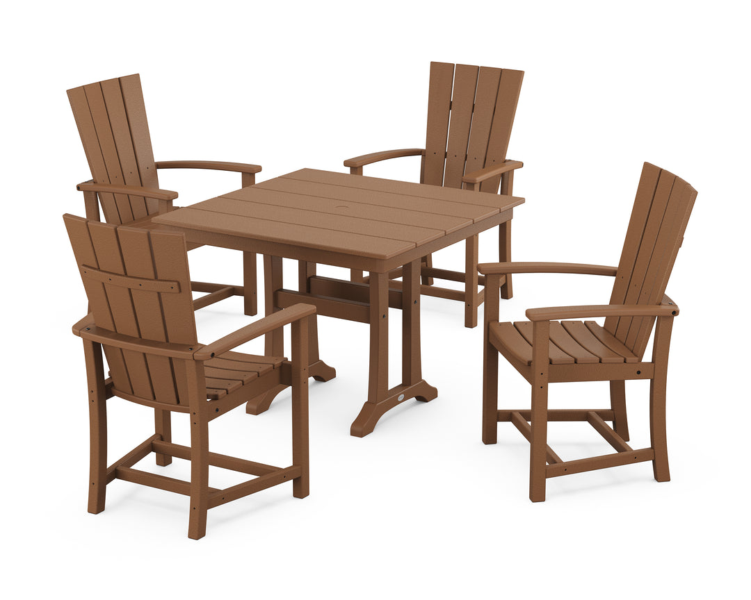 POLYWOOD® Quattro 5-Piece Farmhouse Dining Set With Trestle Legs