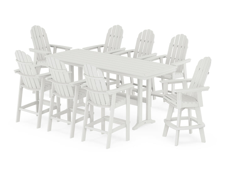 POLYWOOD® Vineyard Curveback Adirondack Swivel 9-Piece Bar Set with Trestle Legs