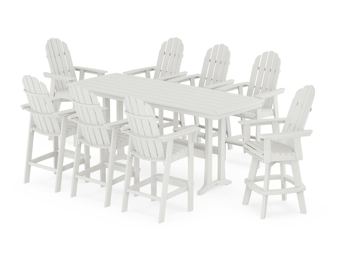 POLYWOOD® Vineyard Curveback Adirondack Swivel 9-Piece Bar Set with Trestle Legs