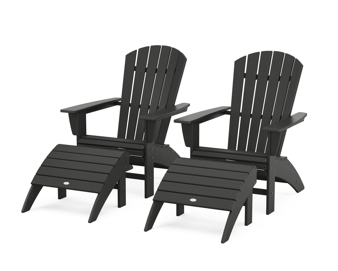 POLYWOOD® Nautical Curveback Adirondack Chair 4-Piece Set with Ottomans