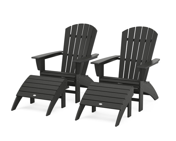POLYWOOD® Nautical Curveback Adirondack Chair 4-Piece Set with Ottomans