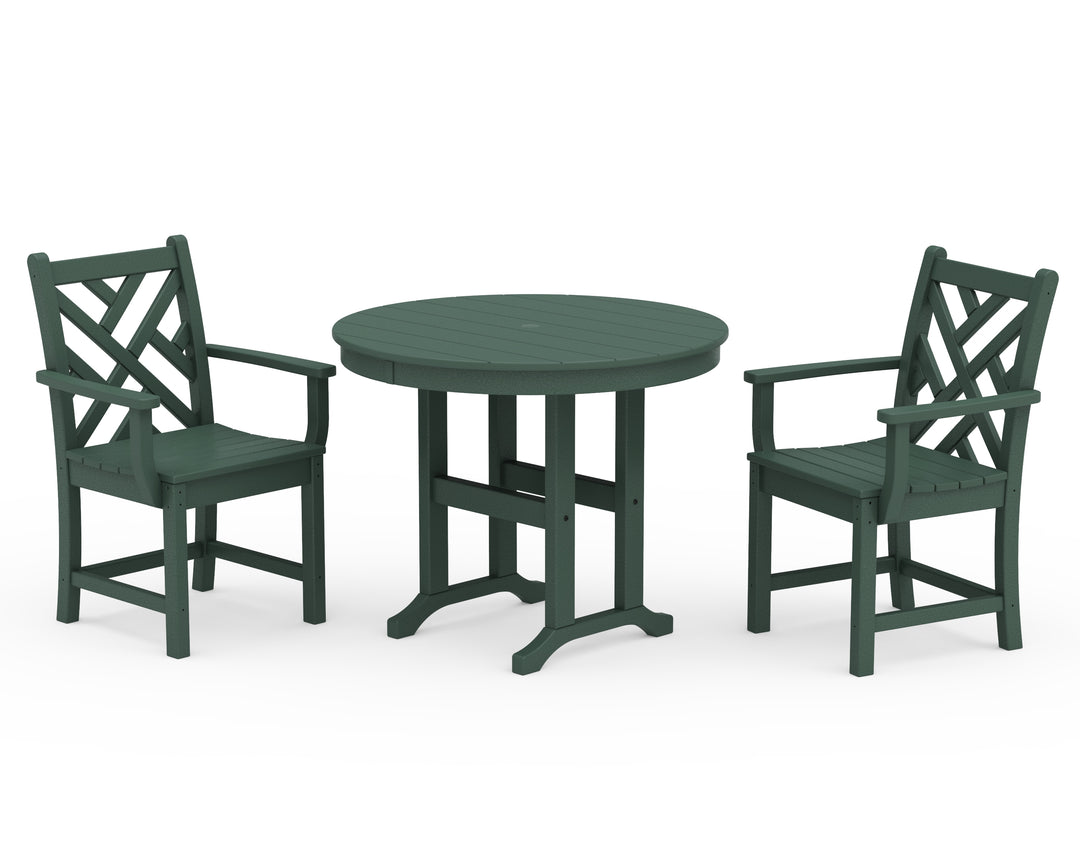 POLYWOOD® Chippendale 3-Piece Round Dining Set