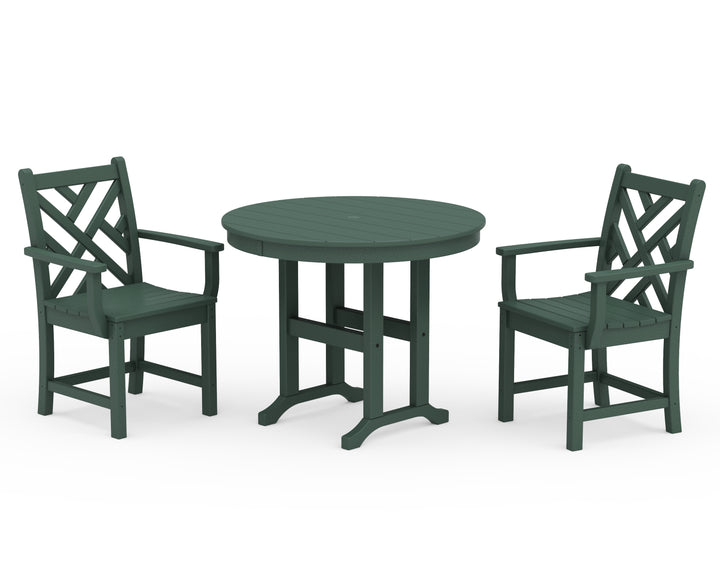 POLYWOOD® Chippendale 3-Piece Round Dining Set