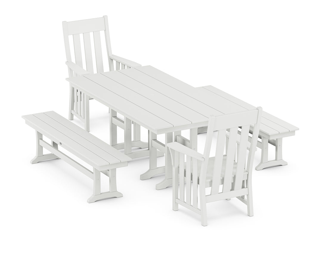 Martha Stewart by POLYWOOD® Acadia 5-Piece Farmhouse Dining Set with Benches