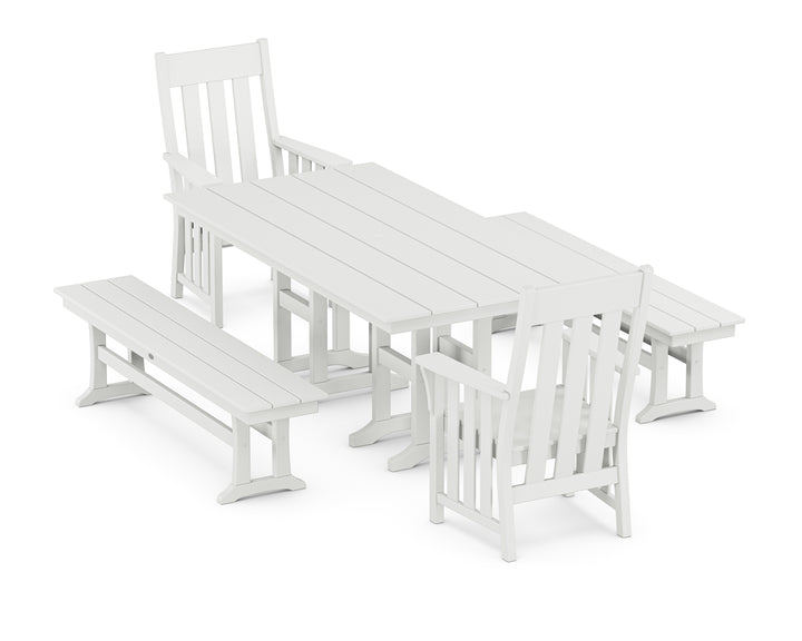 Martha Stewart by POLYWOOD® Acadia 5-Piece Farmhouse Dining Set with Benches