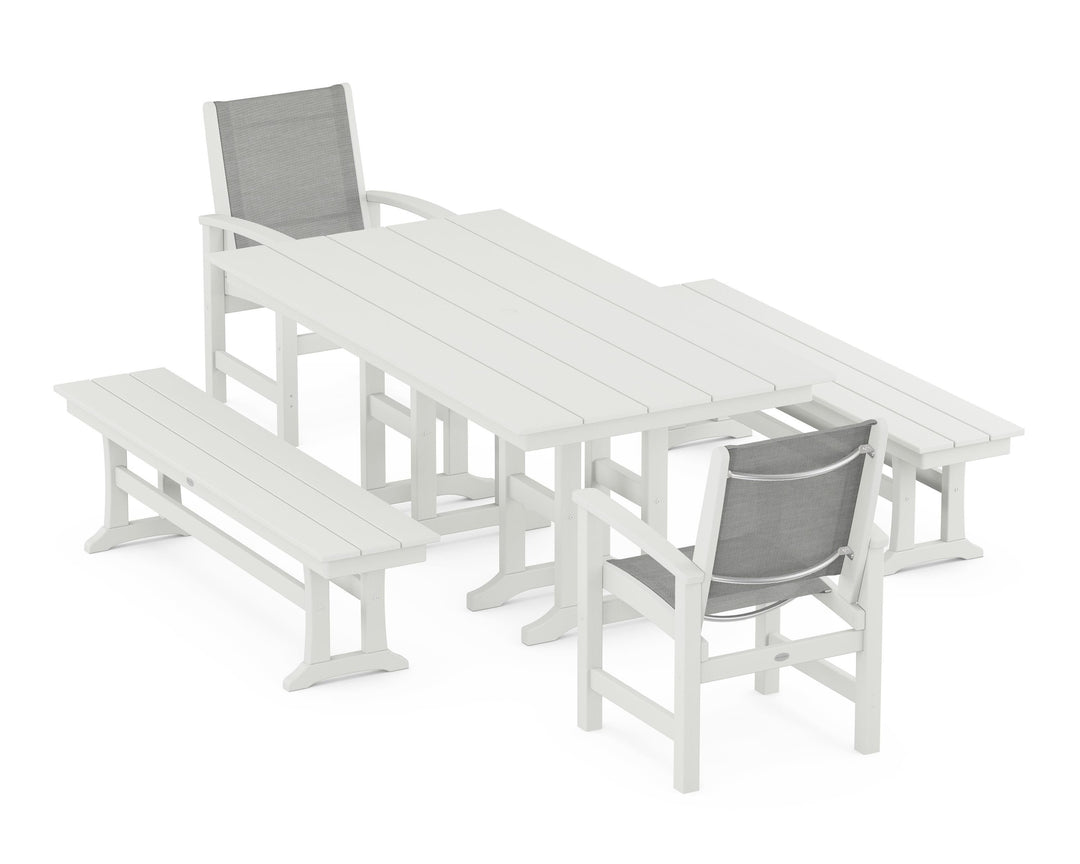 POLYWOOD® Coastal 5-Piece Farmhouse Dining Set