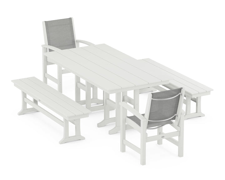 POLYWOOD® Coastal 5-Piece Farmhouse Dining Set