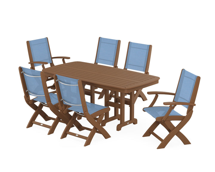 POLYWOOD® Coastal Folding Chair 7-Piece Dining Set