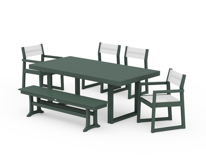 POLYWOOD® EDGE Sling 6-Piece Dining Set with Bench