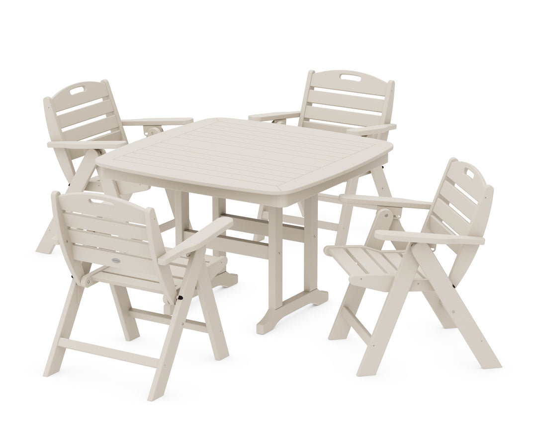POLYWOOD® Nautical Folding Lowback Chair 5-Piece Dining Set with Trestle Legs