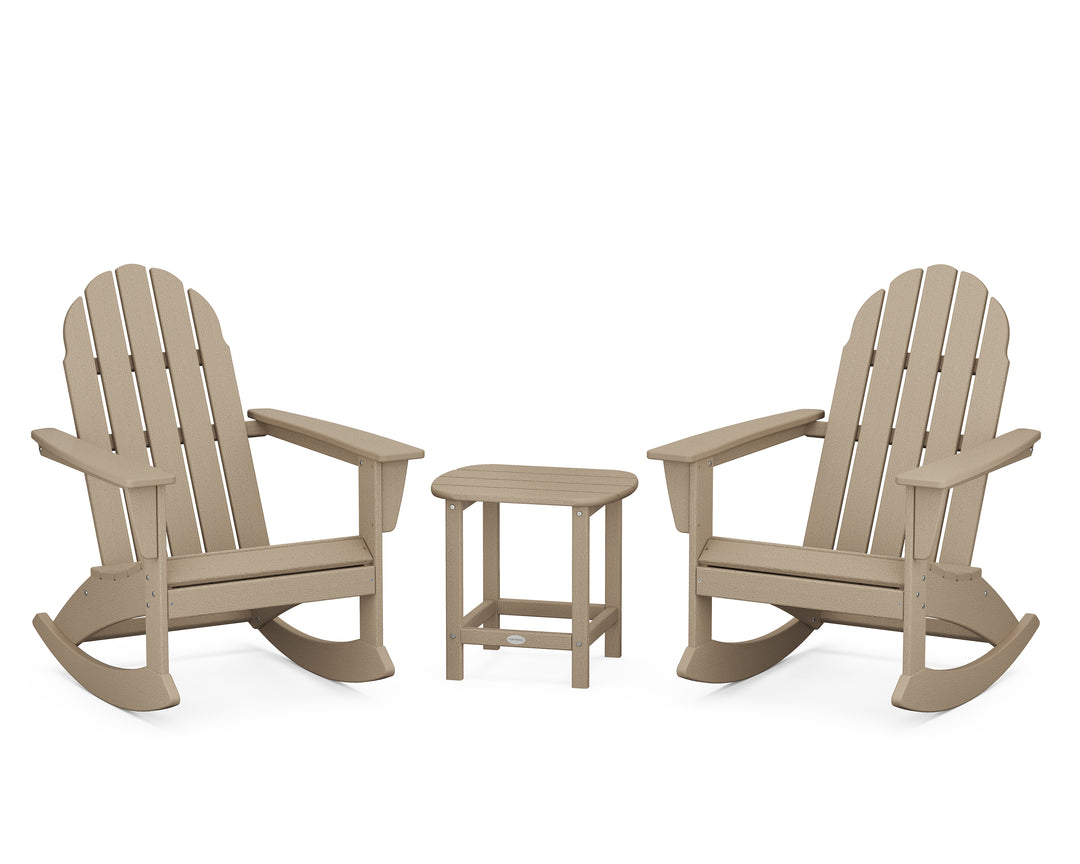 POLYWOOD® Vineyard 3-Piece Adirondack Rocking Chair Set with South Beach 18" Side Table