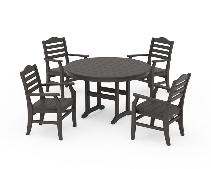 POLYWOOD® Savannah 5-Piece Round Farmhouse Dining Set