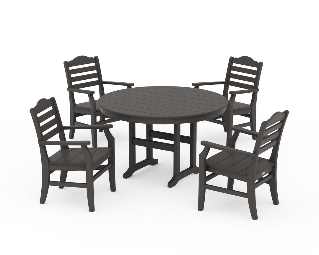 POLYWOOD® Savannah 5-Piece Round Farmhouse Dining Set