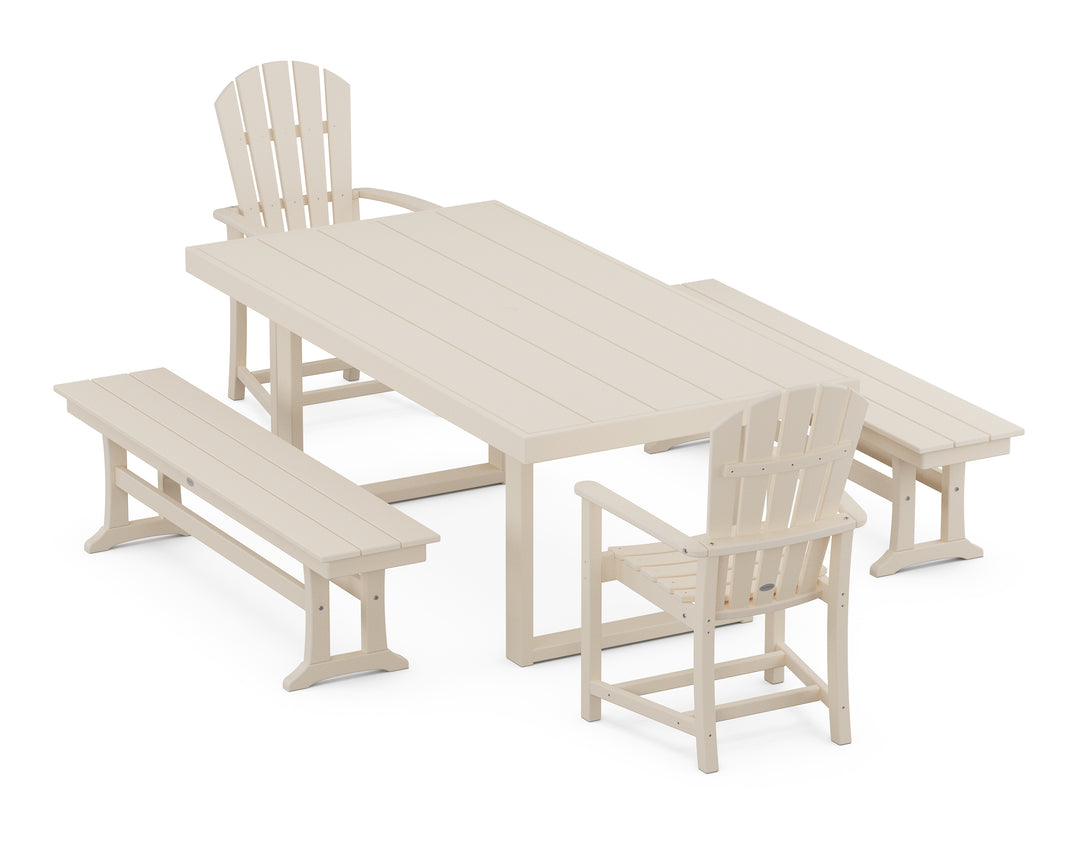 POLYWOOD® Palm Coast 5-Piece Dining Set with Benches