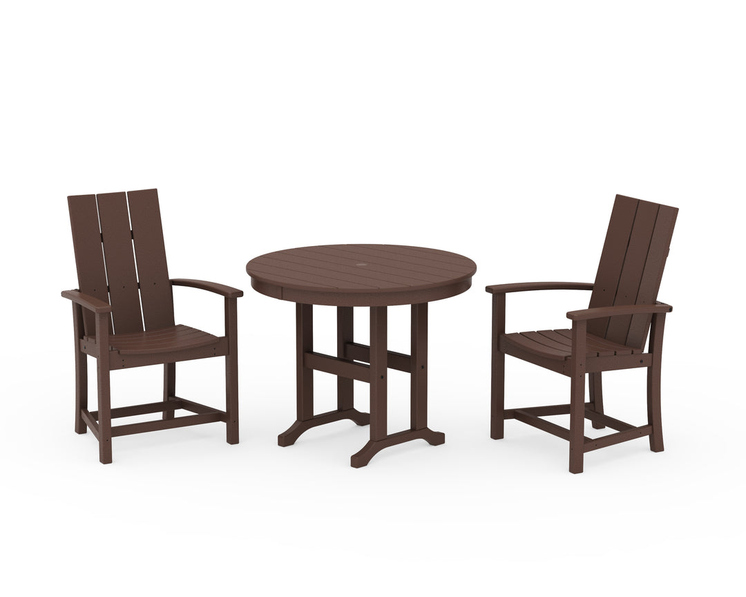 POLYWOOD® Modern Adirondack 3-Piece Round Farmhouse Dining Set
