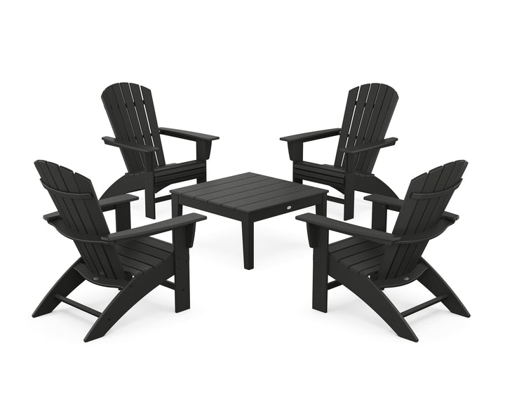 POLYWOOD® 5-Piece Nautical Curveback Adirondack Chair Conversation Set with 36" Conversation Table