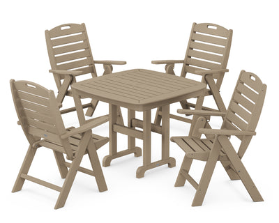 Nautical Folding Highback Chair 5-Piece Dining Set