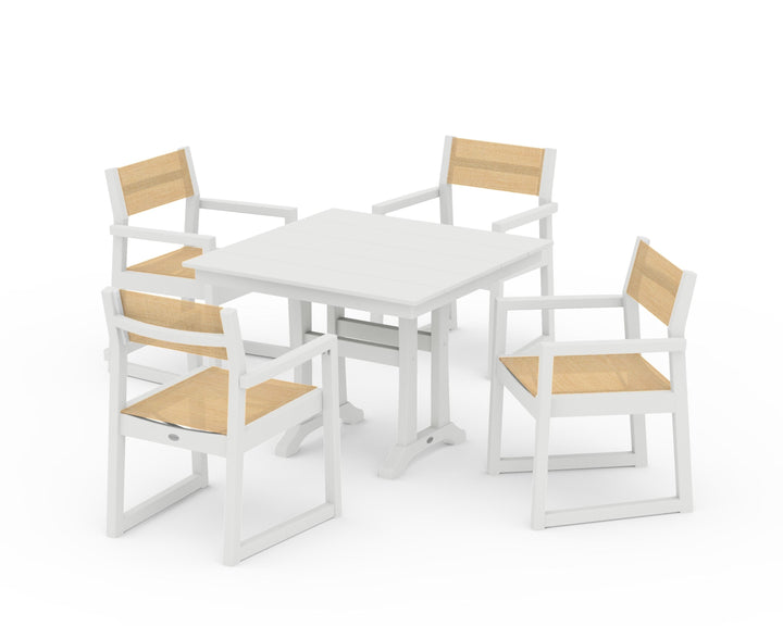 POLYWOOD® EDGE Sling 5-Piece Farmhouse Dining Set with Trestle Legs