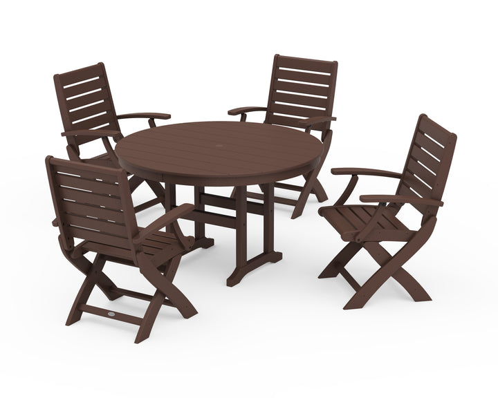 POLYWOOD® Signature Folding Chair 5-Piece Round Farmhouse Dining Set