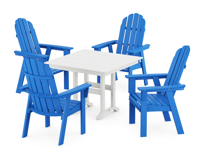 POLYWOOD® Vineyard Curveback Adirondack 5-Piece Farmhouse Dining Set
