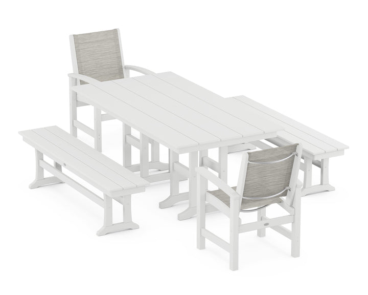 POLYWOOD® Coastal 5-Piece Farmhouse Dining Set
