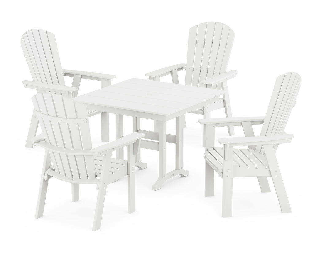 POLYWOOD® Nautical Curveback Adirondack 5-Piece Farmhouse Dining Set