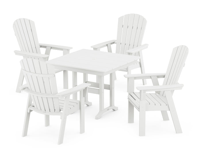 POLYWOOD® Nautical Curveback Adirondack 5-Piece Farmhouse Dining Set