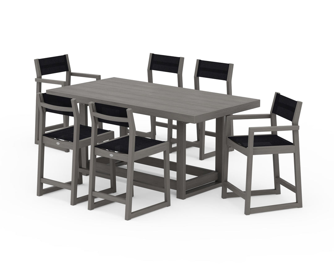 POLYWOOD® EDGE Sling 7-Piece Counter Table Set