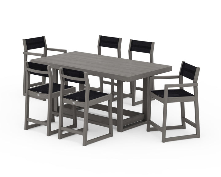 POLYWOOD® EDGE Sling 7-Piece Counter Table Set