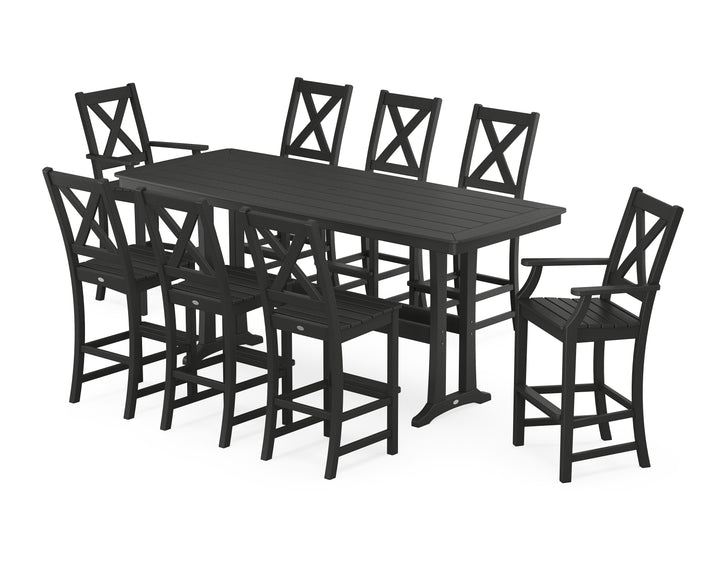 POLYWOOD® Braxton 9-Piece Bar Set with Trestle Legs