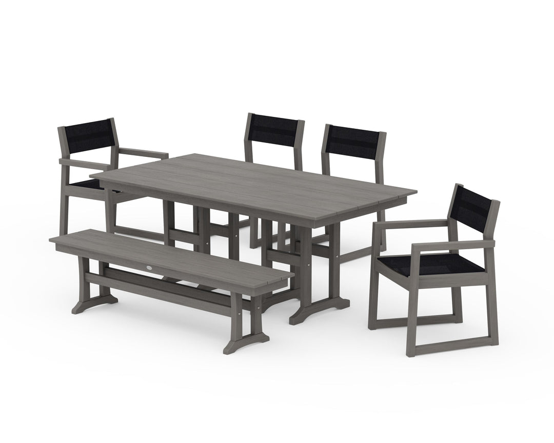 POLYWOOD® EDGE Sling 6-Piece Farmhouse Dining Set