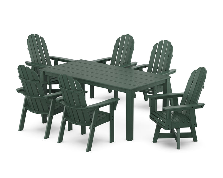 POLYWOOD® Vineyard Curveback Adirondack 7-Piece Parsons Swivel Dining Set