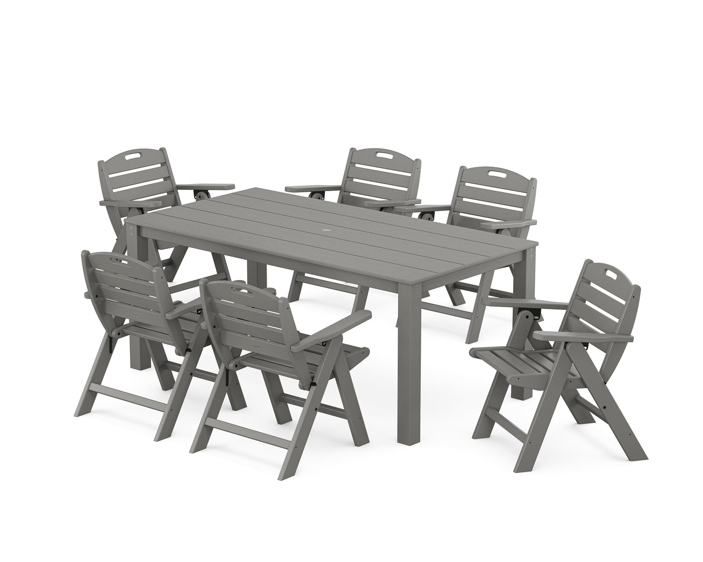 Nautical Folding Lowback Chair 7-Piece Parsons Dining Set