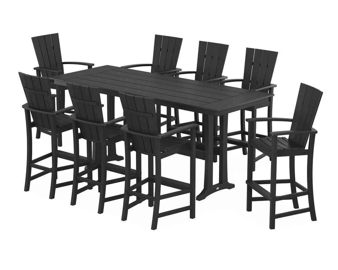 POLYWOOD® Quattro Adirondack 9-Piece Farmhouse Bar Set with Trestle Legs
