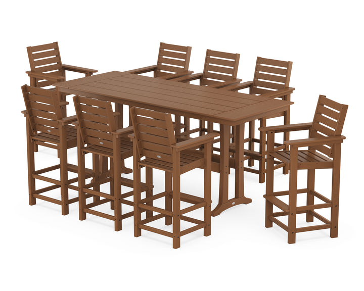 POLYWOOD® Captain 9-Piece Farmhouse Bar Set with Trestle Legs