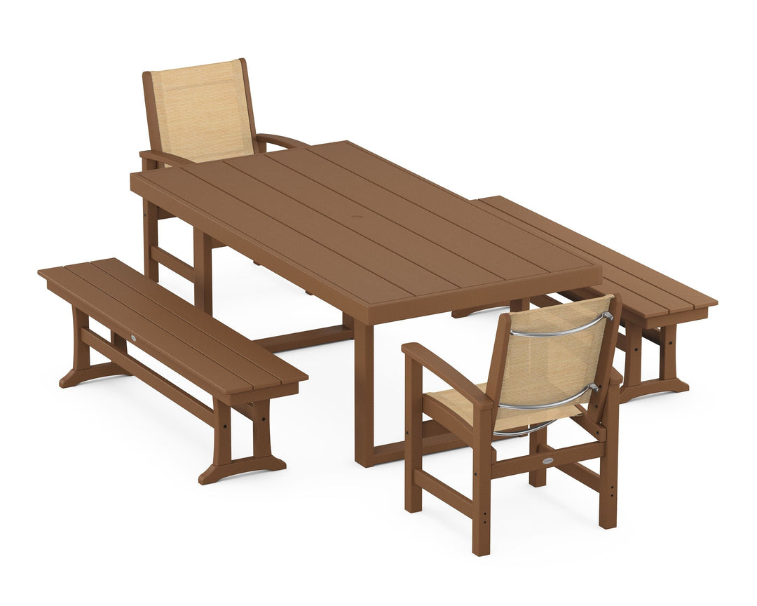 POLYWOOD® Coastal 5-Piece Dining Set with Trestle Legs