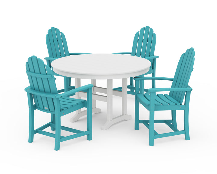 POLYWOOD® Classic Adirondack 5-Piece Round Farmhouse Dining Set