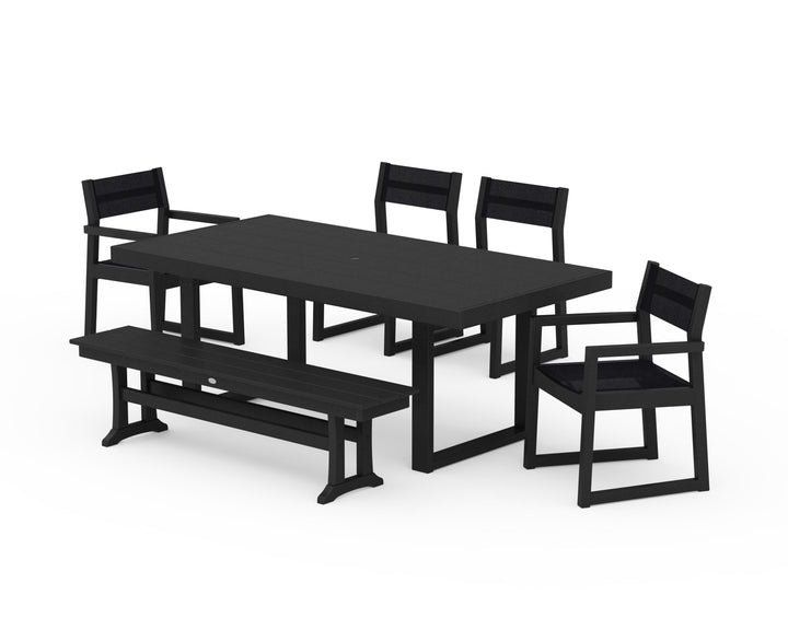 POLYWOOD® EDGE Sling 6-Piece Dining Set with Bench